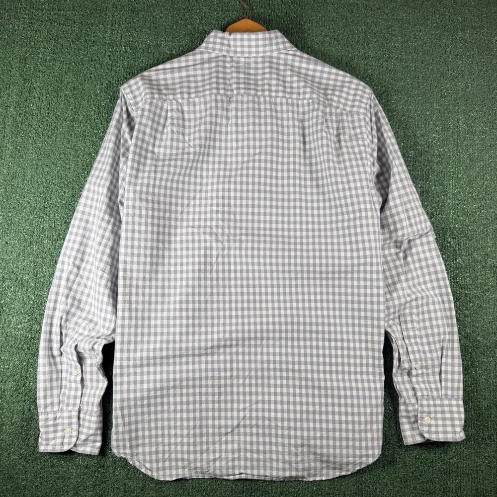 J. Crew Button Down Shirt Mens M Grey Good Classic Fit Gingham Cotton LS